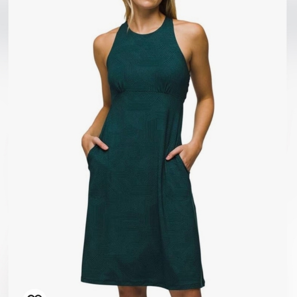 Prana Jewel Lake Summer Sleeveless Midi Dress Green Wilderness Linea